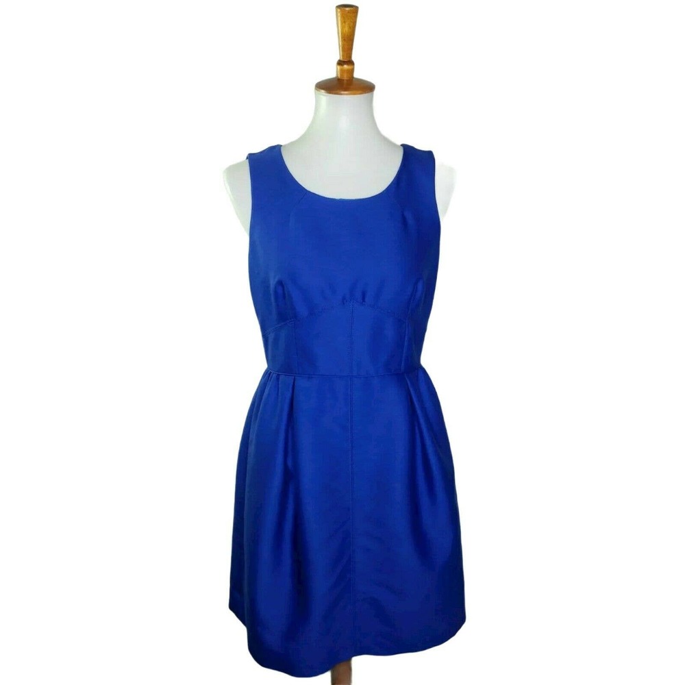 J. Crew Sz 8 A Line Dress Wool Silk  Blue